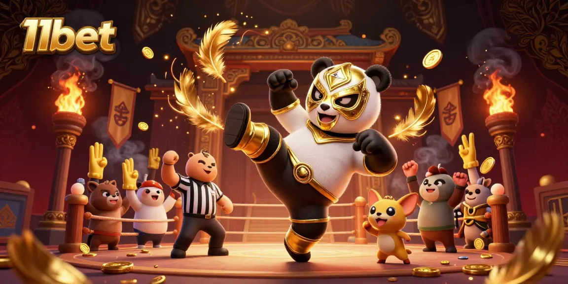 Experience thrilling action at 11bet with a panda wrestler dominating the arena.
