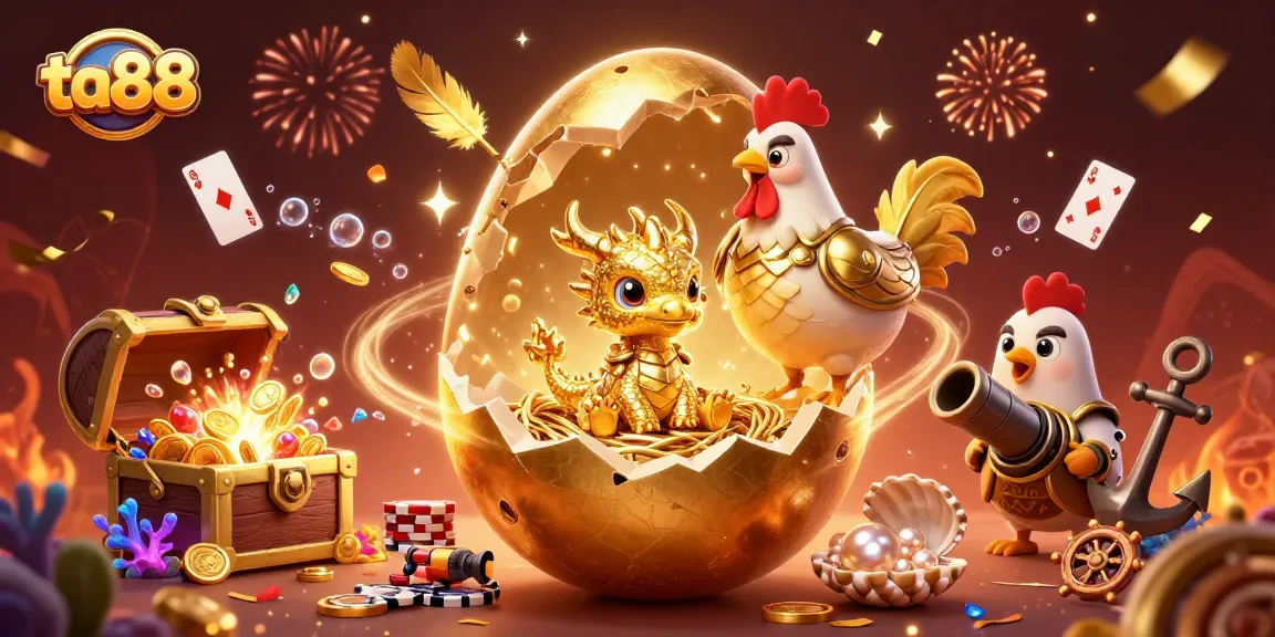Engage with ta88's thrilling atmosphere as a golden dragon emerges from poker chips.