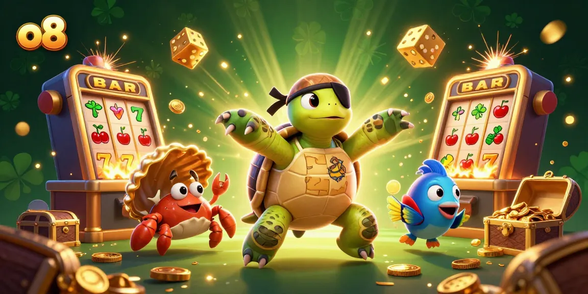 Spin jackpots with o8's adventurous characters and vibrant casino elements in this thrilling scene.