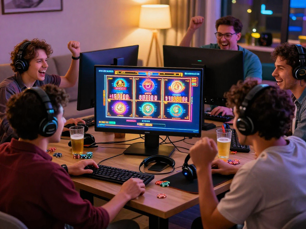 Grupo animado jogando na SPBET com depósito via PIX e brindes.