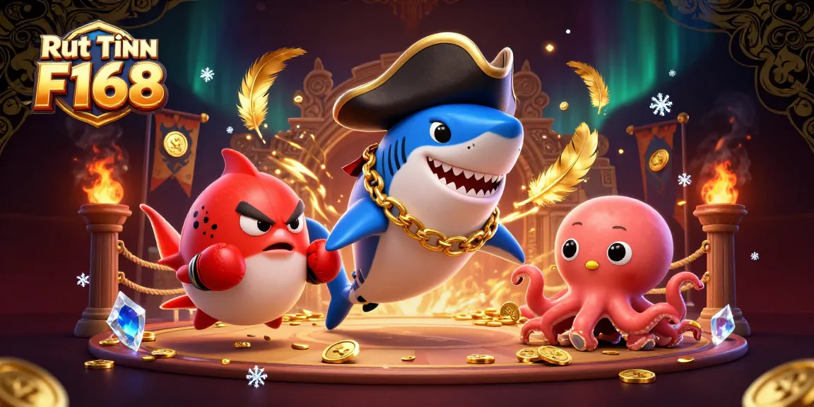 Experience the thrilling world of Rút Tiền F168 with our exciting cartoon scene of a shark and friends!