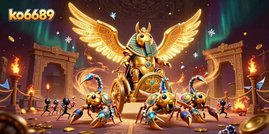 Engage with thrilling gaming on ko6689's vibrant casino landscape featuring rich characters and dynamic elements.